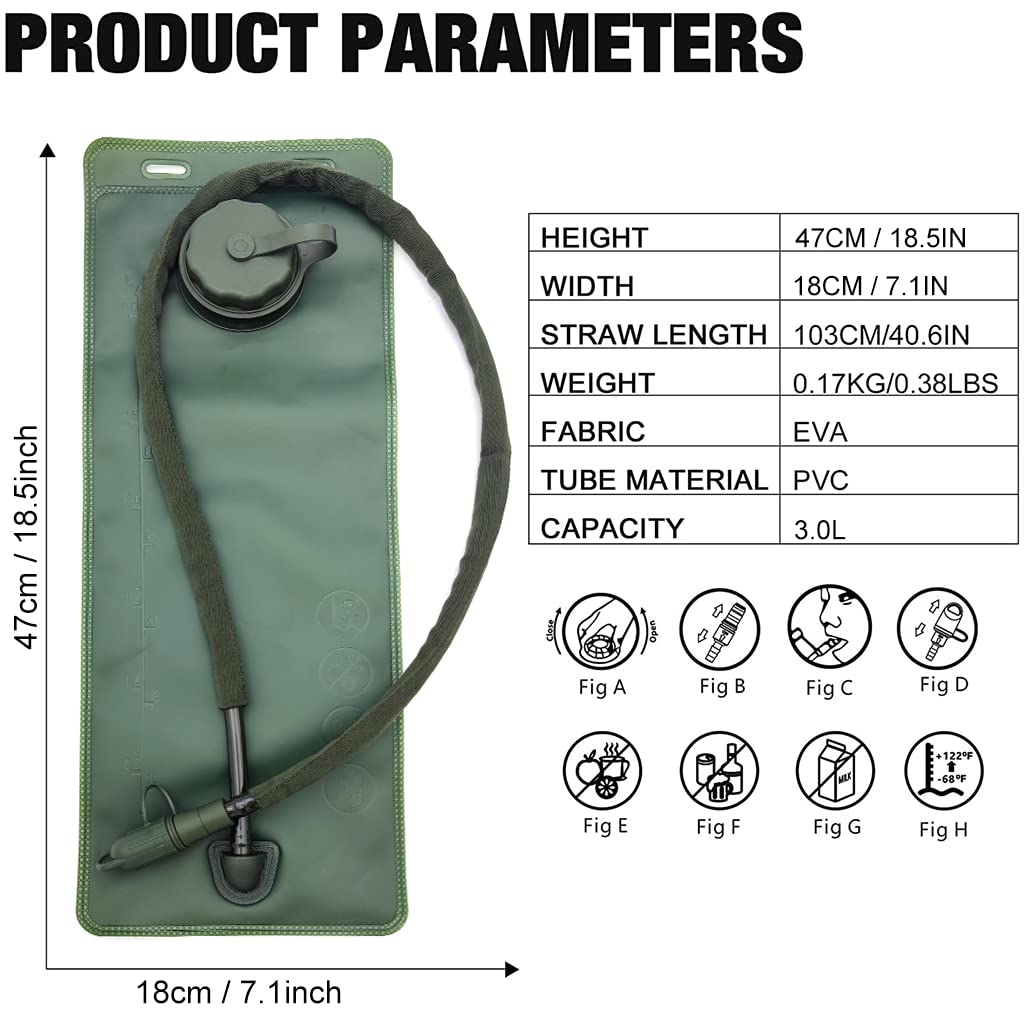 Proberos 3L Foldable Hydration Bladder with Straw, Water Bladder BPA Free Leakproof Hydration Bag Hydration Pack for Cycling Traveling Hiking Camping Treking Proberos 3L Foldable Hydration Bladder with Straw, Water Bladder BPA Free Leakproof Hydration Bag Hydration Pack for Cycling Traveling Hiking Camping Treking